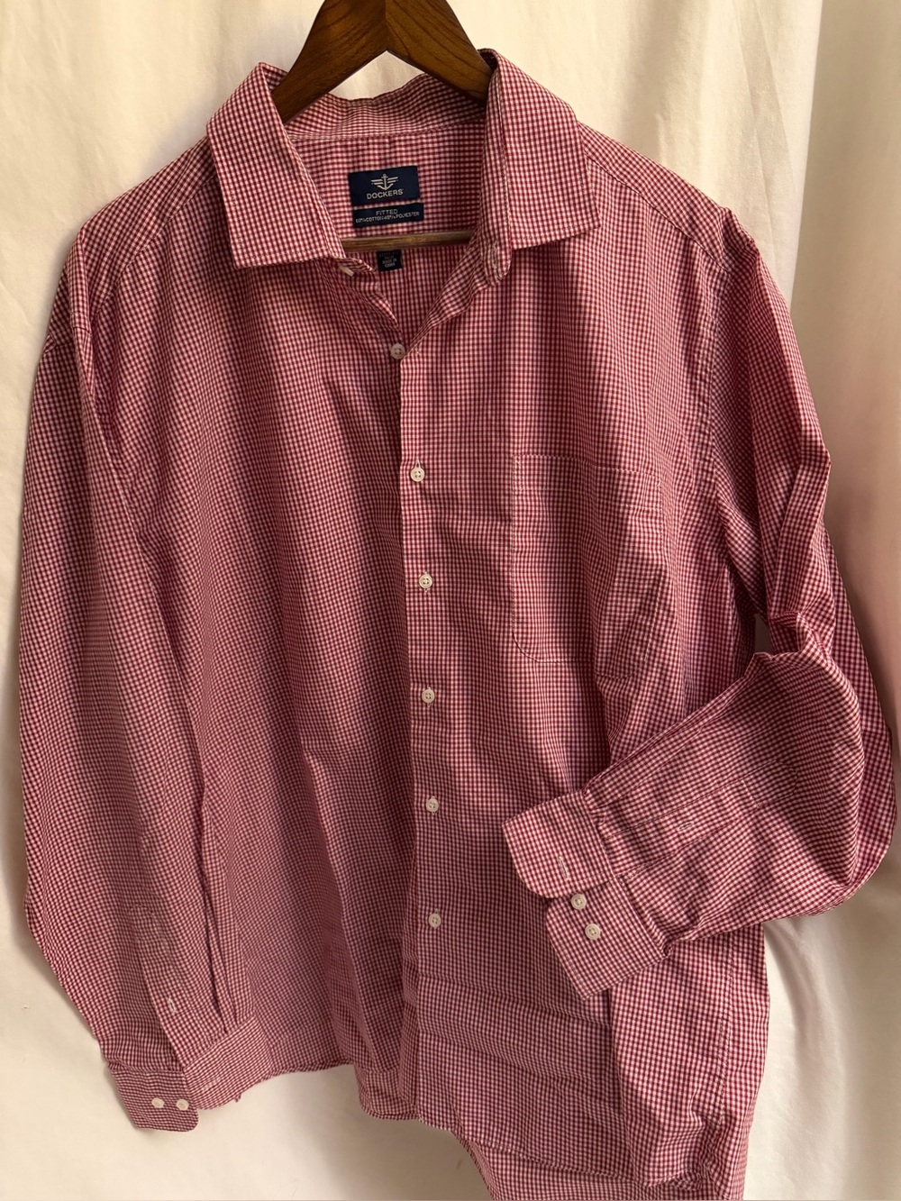 4th of July summer weight Dockers shirt Size XL perfect patriotic red check